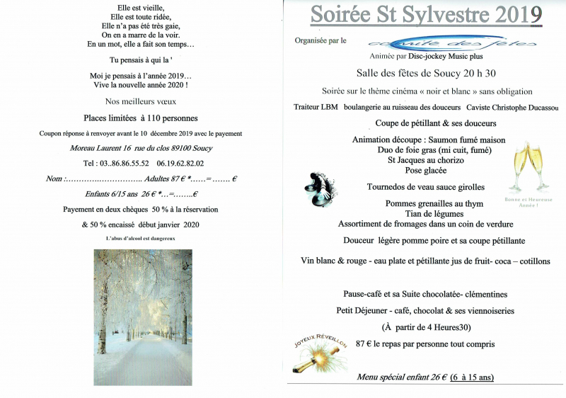 repas de la saint sylvestre 2019